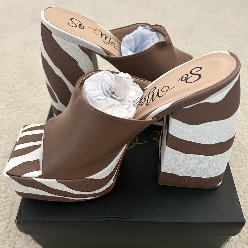 Zebra print wedge heels